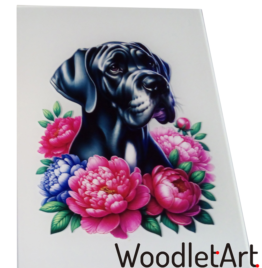 Duzy nadruk na płycie szklanej, kolorowe psy